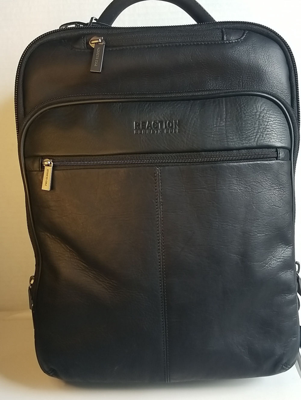 Kenneth Cole Black Leather Slim Business Backpack
